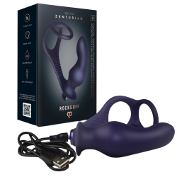 ROCKS-OFF - NOVA ZENTURIAN VIBRATING PROSTATE PLUG WITH RINGS 16 MODES DARK BLUE