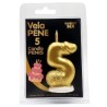 DIABLO PICANTE - PENIS CANDLE IN THE SHAPE OF THE NUMBER 5 GOLD COLOR