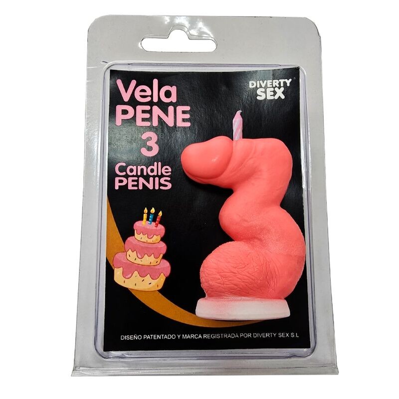 DIABLO PICANTE - PENIS CANDLE IN THE SHAPE OF THE NUMBER 3 PINK COLOR