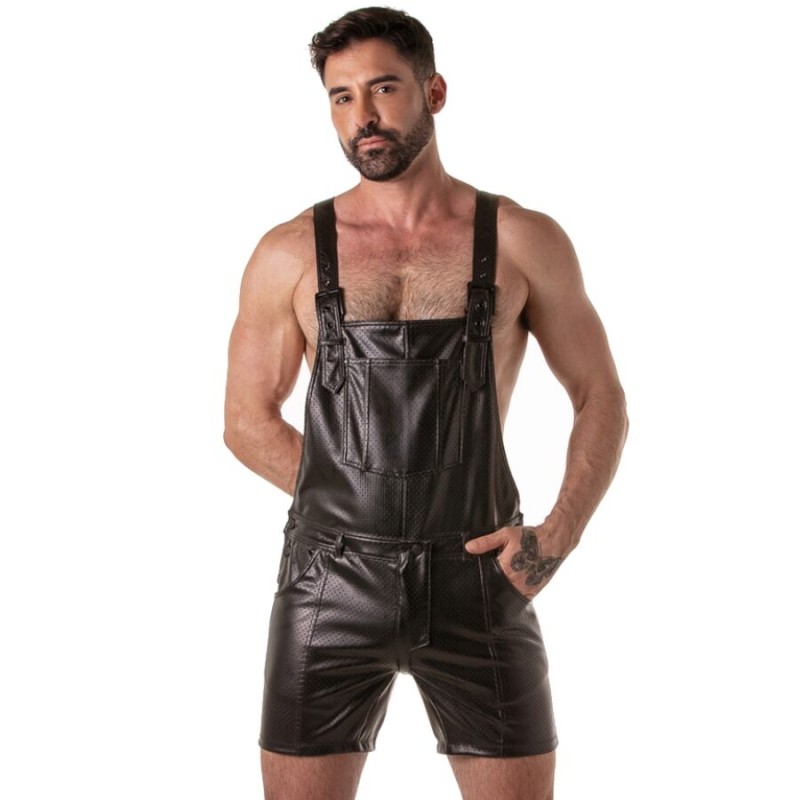 LOCKER GEAR - PUNCH HOLE LEATHERETTE PETO CORTO NEGRO S