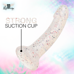 MYTHOLOGY - LYRA 1 SILICONE DILDO WITH SUCTION CUP 19 CM -Ø- 3.3 CM FUCHSIA CONFETTI