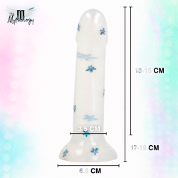 MYTHOLOGY - LYRA 4 SILICONE DILDO 17 CM Ø 3.6 CM CLEAR FLOWERS