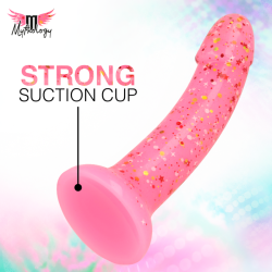 MYTHOLOGY - LYRA 6 SILICONE DILDO 17 CM Ø 3.6 CM PINK RED SPECKLED