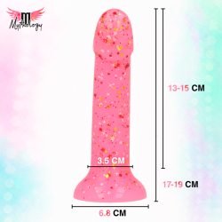 MYTHOLOGY - LYRA 6 SILICONE DILDO 17 CM Ø 3.6 CM PINK RED SPECKLED