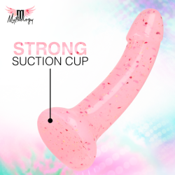 MYTHOLOGY - LYRA 9 SILICONE DILDO 17 CM Ø 3.6 CM CLEAR PINK RED SPECKLED