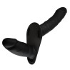 HIDDEN DESIRE - INFERNO HARNESS WITH 14 CM SILICONE DOUBLE VIBRATING DILDO REMOTE CONTROL BLACK