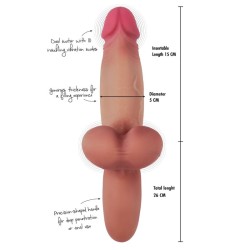 HIDDEN DESIRE - HEAVY HITTER REALISTIC LIQUID SILICONE VIBRATING DILDO WITH 2 MOTORS, 26 CM LENGTH, 5 CM DIAMETER, SKIN TONE