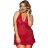 SUBBLIME - BABYDOLL ROJO FLORAL ADORNOS EN EL PECHO TALLA GRANDE