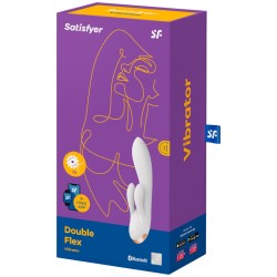 SATISFYER DOUBLE FLEX VIBRADOR APP - BLANCO